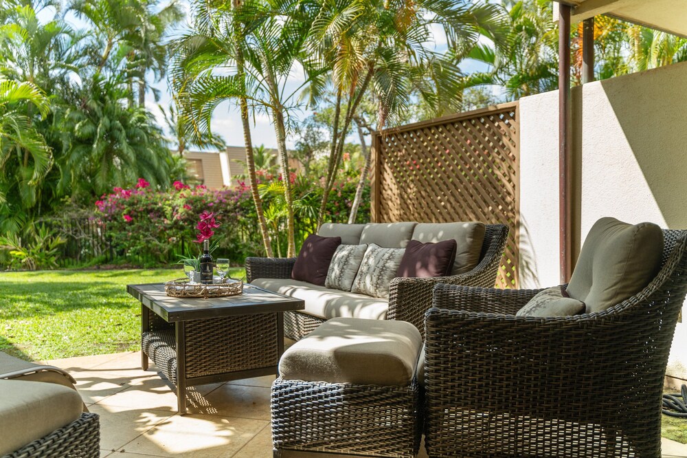 Serene atmosphere with lush garden views