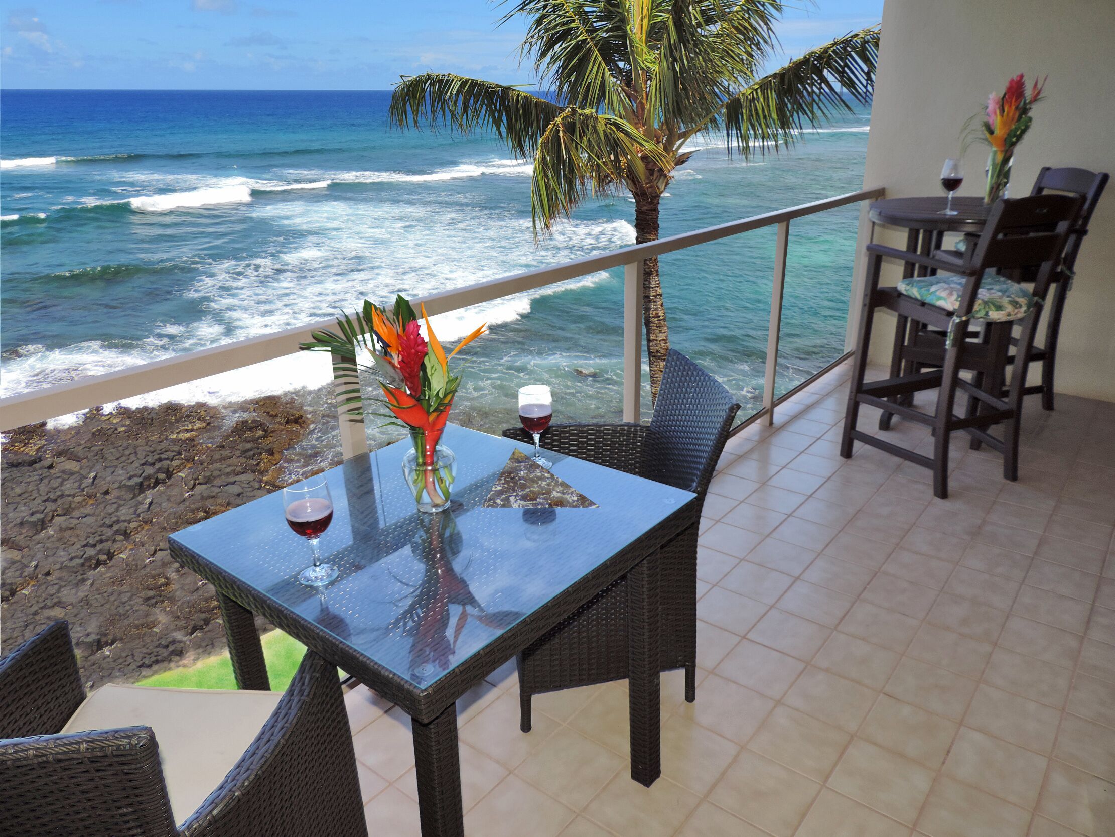 Kuhio Shores 418 - Oceanfront Two Bedroom "Penthouse" Poipu Condo with A/C