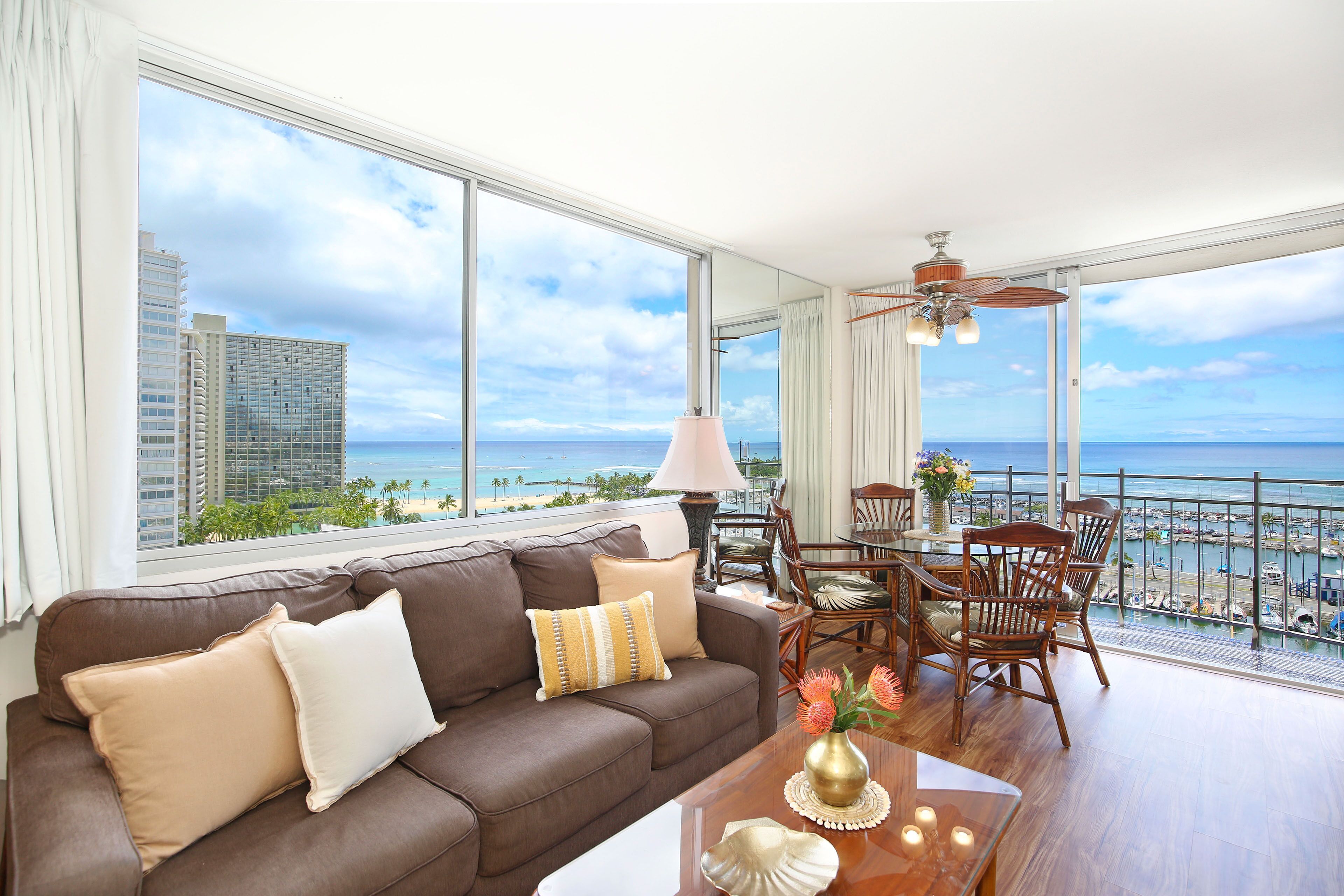 Waikiki Ocean, Lagoon & Marina Views! Short Walk to Beach, Restaurants & More