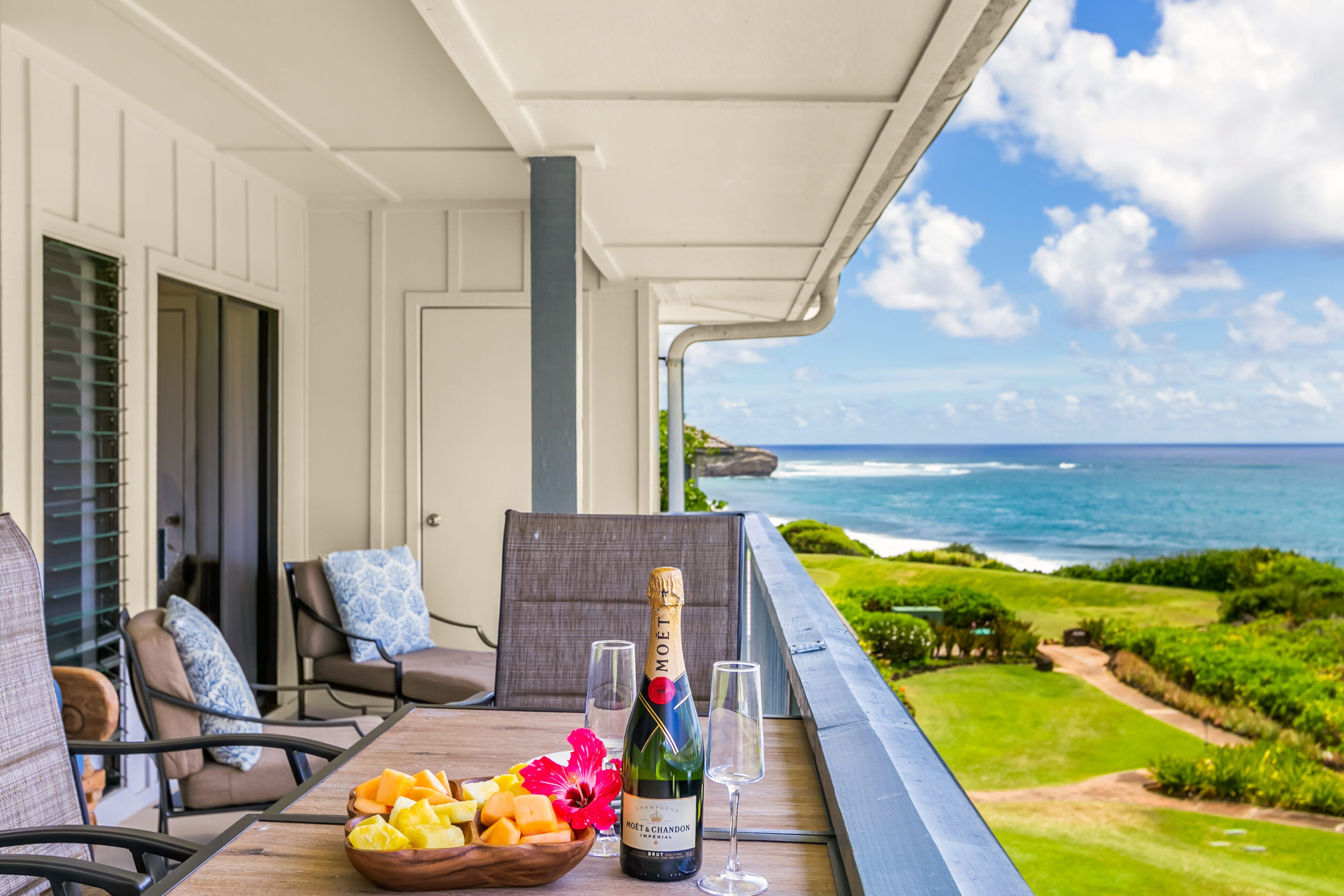 Poipu Sands 437: Updated Spacious 2BR Ocean View Condo, A/C, pool, tennis, beach