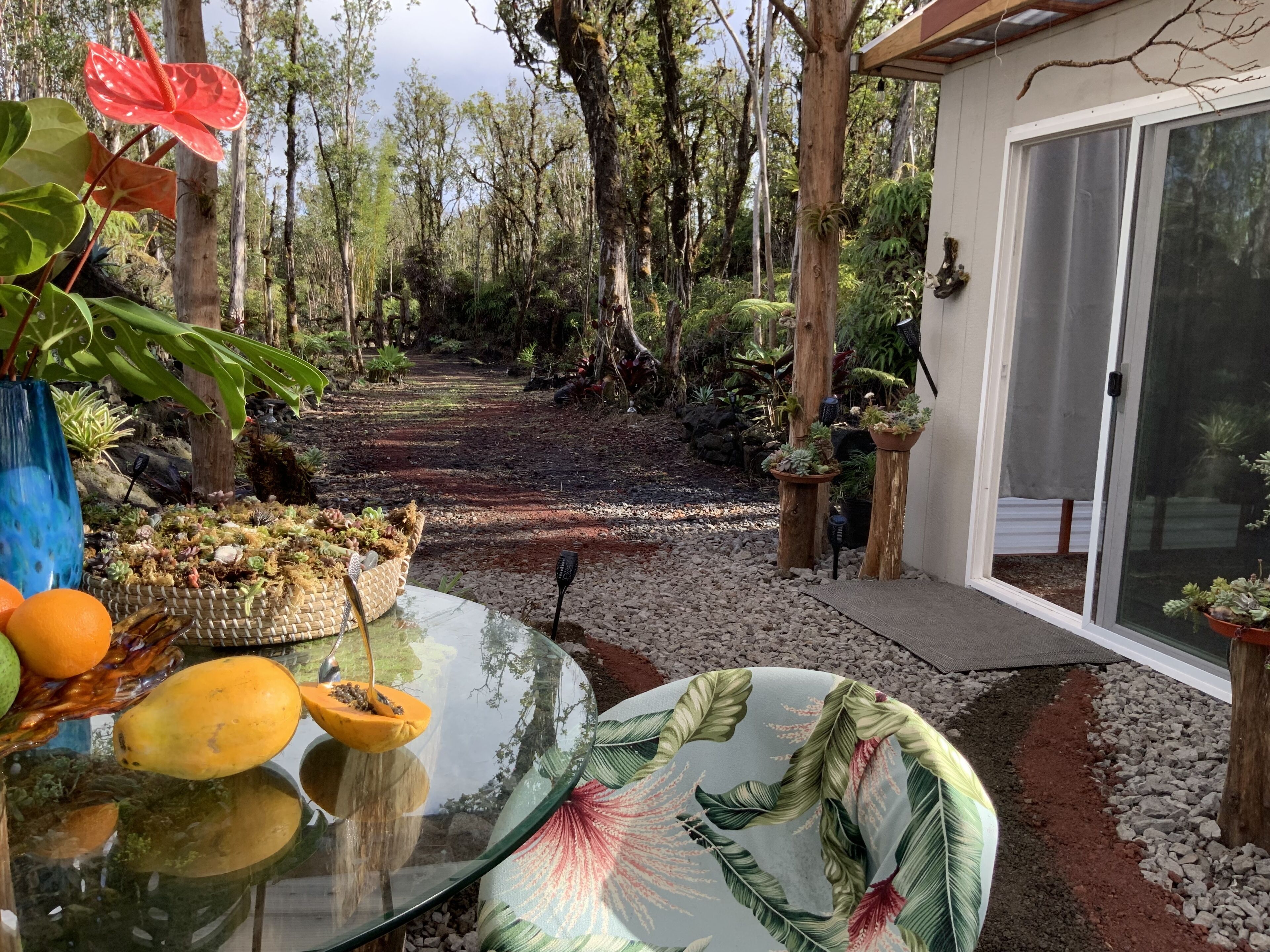 Exotic garden cottage  at amazing volcanic fissure